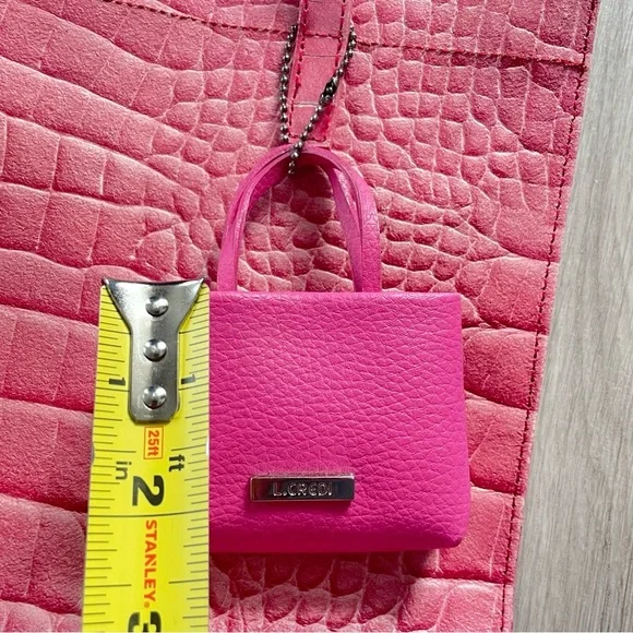 PINK CROCO EMBOSSED VINYL SHOULDER TOTE BAG HANDBAG - Picture 16 of 16
